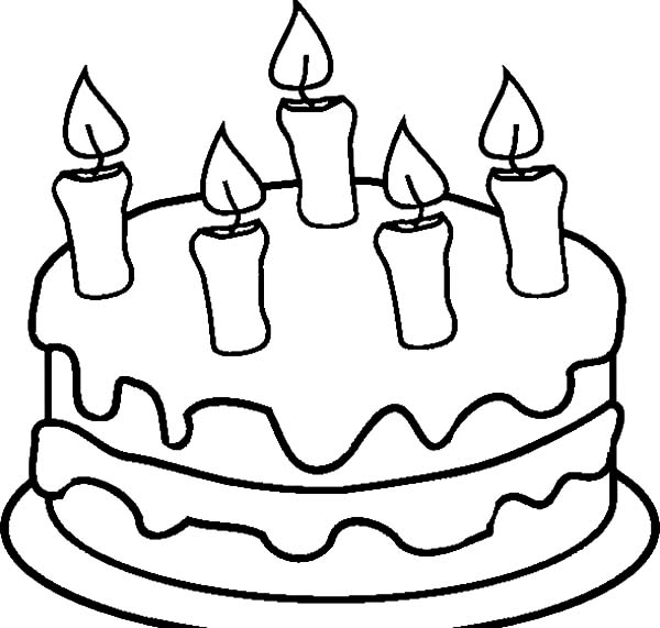 Chocolate Cake with Five Candles Coloring Pages