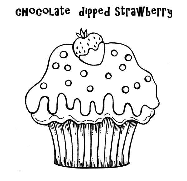Chocolate Dipped Strawberry Cupcakes Coloring Pages