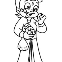 Chota Bheem Eat Cookies Coloring Pages