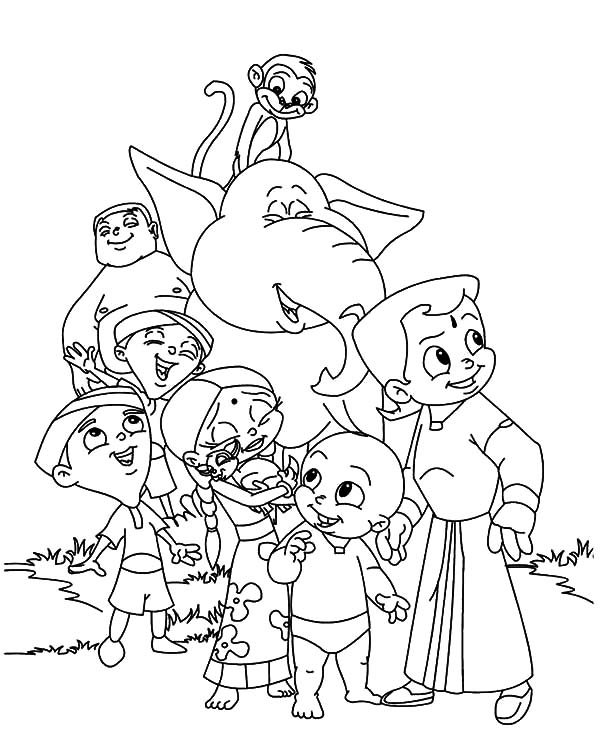 Chota Bheem and Friends Coloring Pages