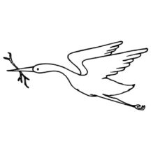 Crane Bird with Branch in its Beak Coloring Pages