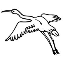Crane Bird with Wings Widespread Coloring Pages