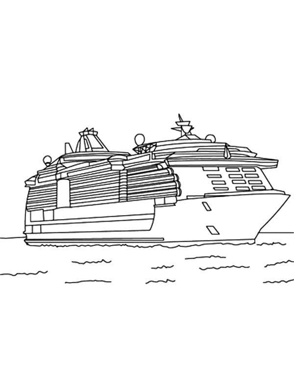 Cruise Ship Floating on the Ocean Coloring Pages
