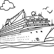 Cruise with Enormous Ship on Sunny Day Coloring Pages