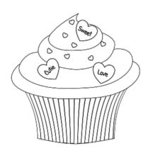 Cupcakes Decorated with Love Coloring Pages