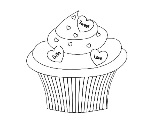 Cupcakes Decorated with Love Coloring Pages