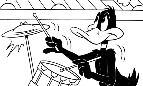 Daffy Duck Playing Drum Coloring Pages