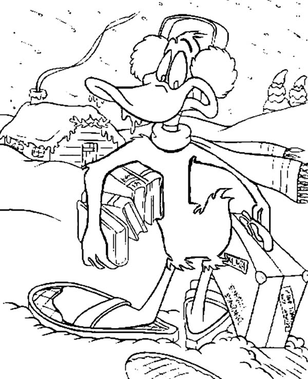 Daffy Duck on Vacation to Sno Village Coloring Pages