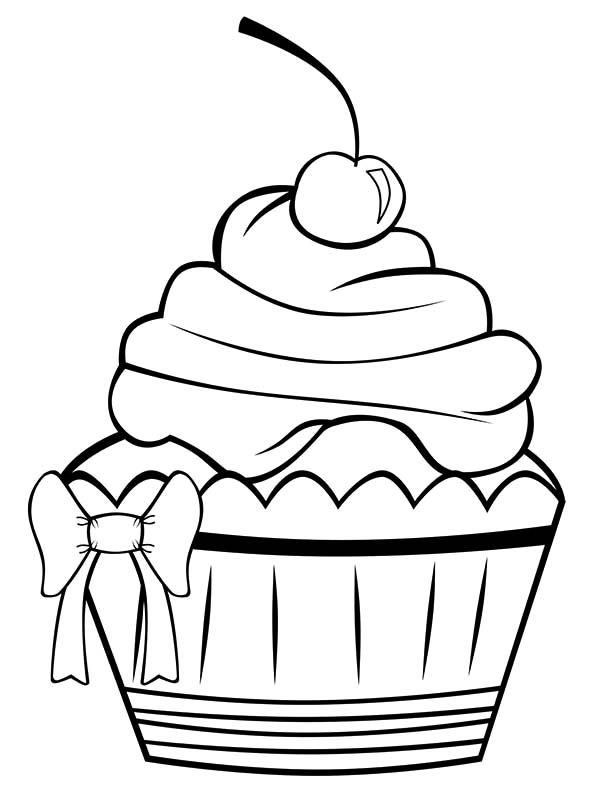 Decorating Cupcakes with Ribbon Coloring Pages