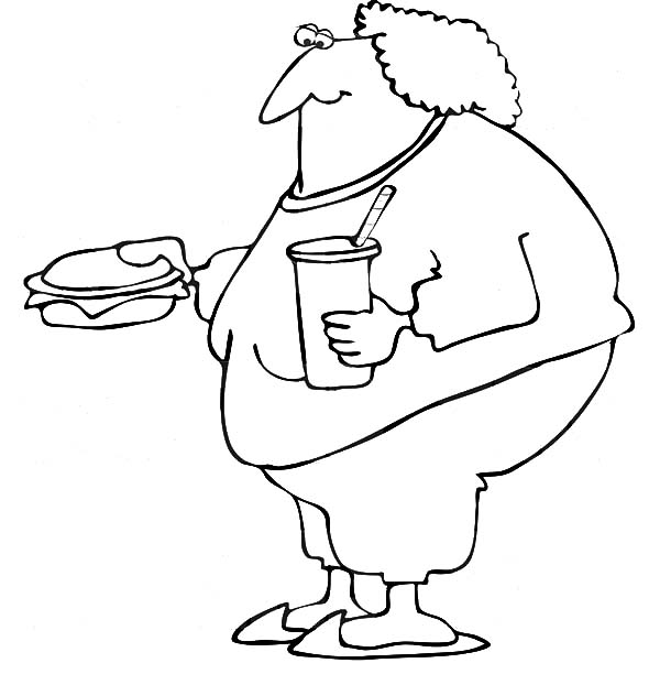 Fat Boy Eating Fast Food Coloring Pages