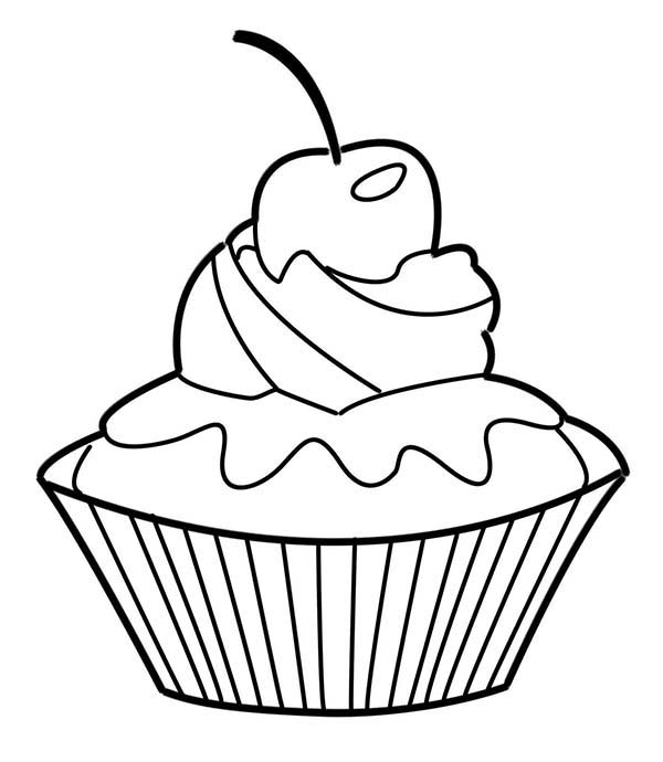 Fresh Cherry Cupcakes Coloring Pages