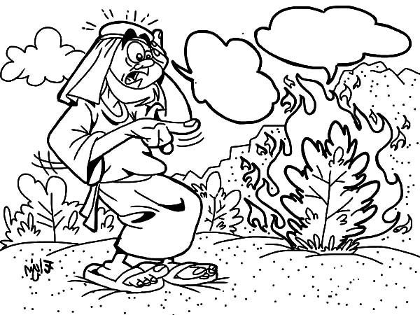God Dialogue with Moses in Moses Burning Coloring Pages