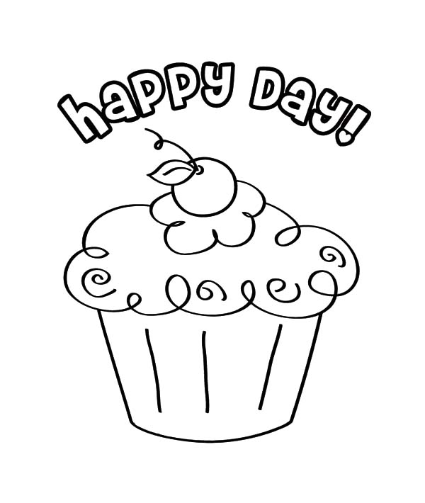 Happy Day Cupcakes Coloring Pages