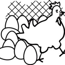 Hen Leaving Chicken Egg in Chicken Coop Coloring Pages