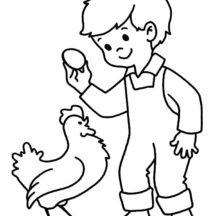 Kid Holding Chicken Egg Coloring Pages