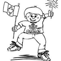 Little Boy Happy on Canada Day Coloring Pages
