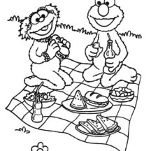 Sesame Street Family Picnic Coloring Pages