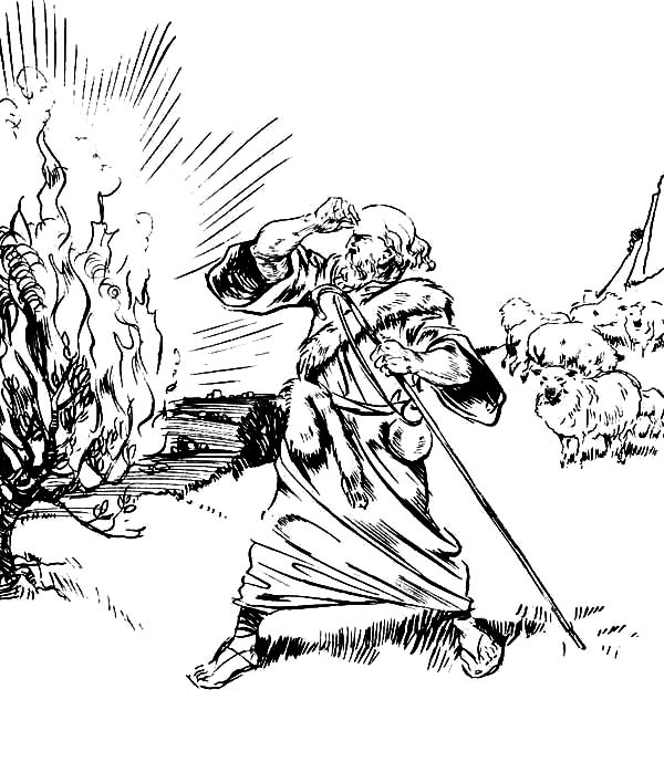 The Book of Exodus Moses Burning Bush Coloring Pages - NetArt