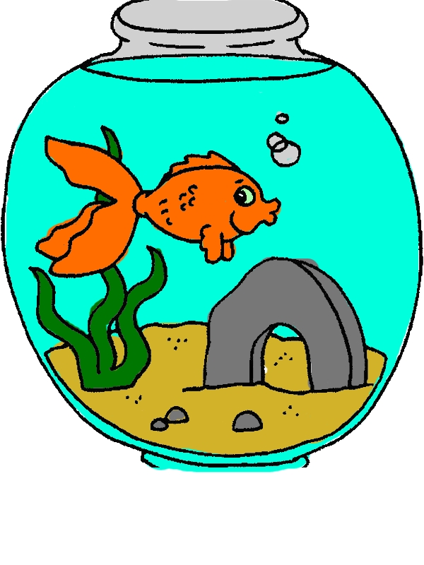 A Fish Feeling Lonely in Fish Tank Coloring Page by years old John F  Blow  