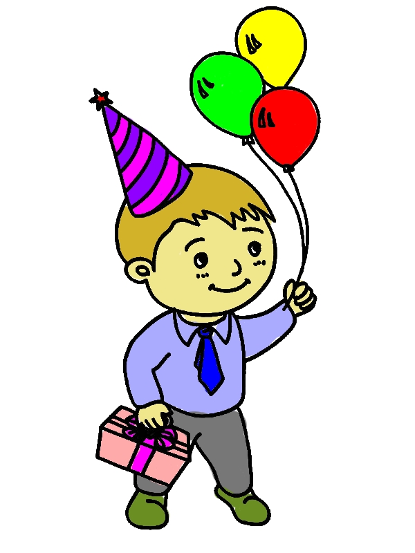 Boy Bring Three Balloons at Birthday Party Coloring Pages by years old Tony Y  Edwards  