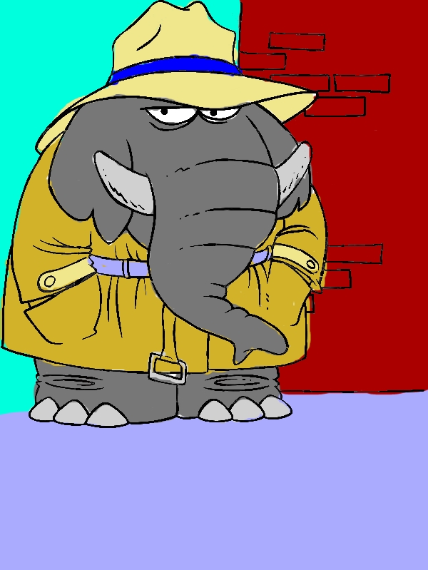 Cartoon of a Detective Elephant Finding the Truth Coloring Page by years old Cindy S  Morris  
