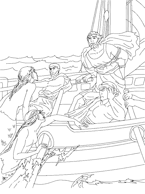 Greek Gods and Goddesses with Mermaids Coloring Page by years old   