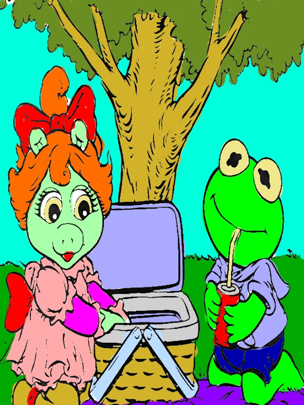 Kermit and Ms Piggy Picnic Coloring Page by years old Quinton S  Rodriquez  
